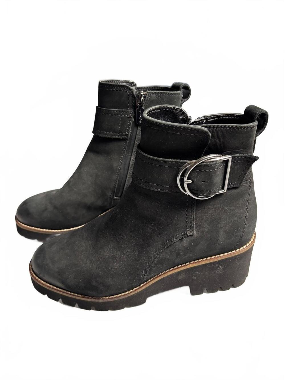 Blondo Waterproof Black Ankle Boots with Buckle Detail, Size